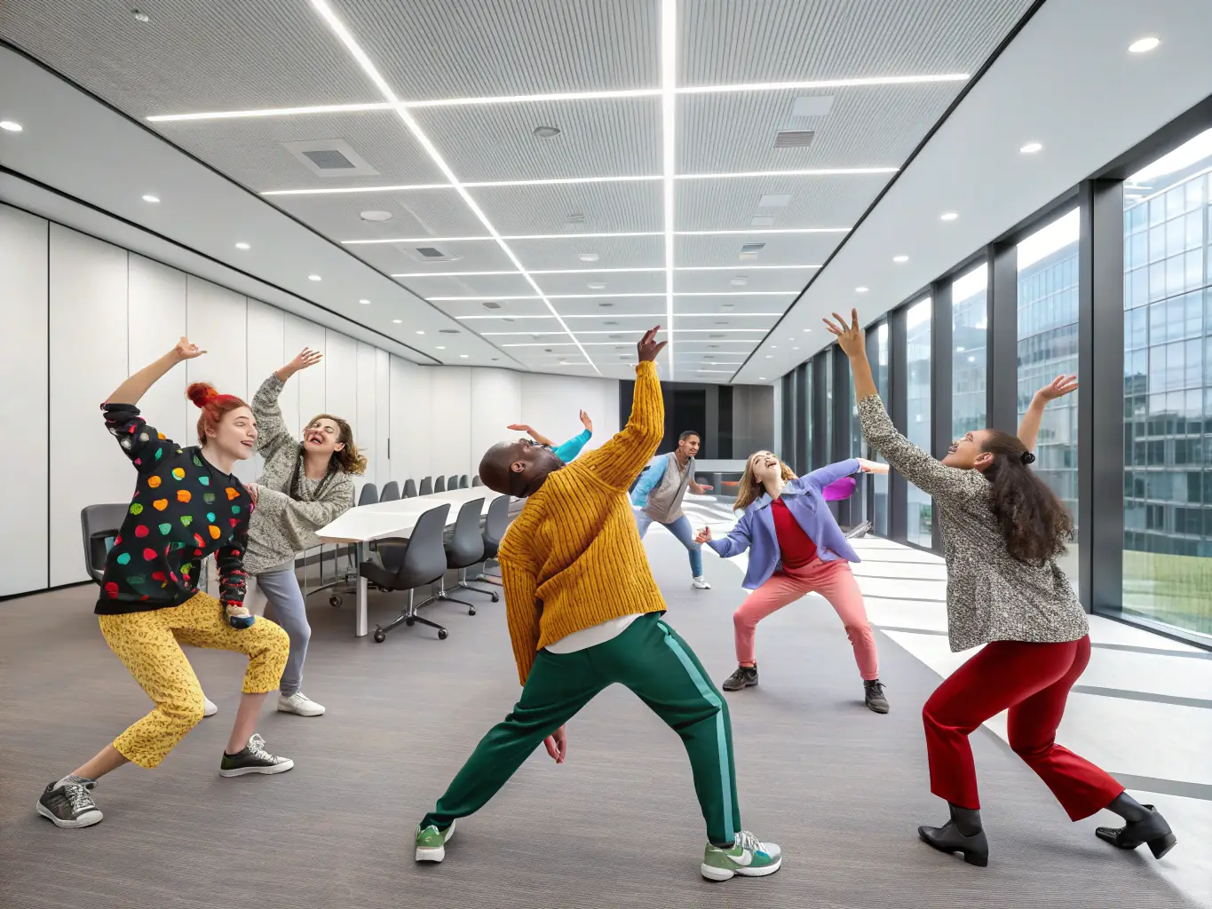 A group of people participating in an acting workshop, demonstrating active learning and skill development in a creative environment at RV LE RAYON VERT.